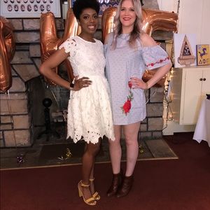 White lace detailed dress